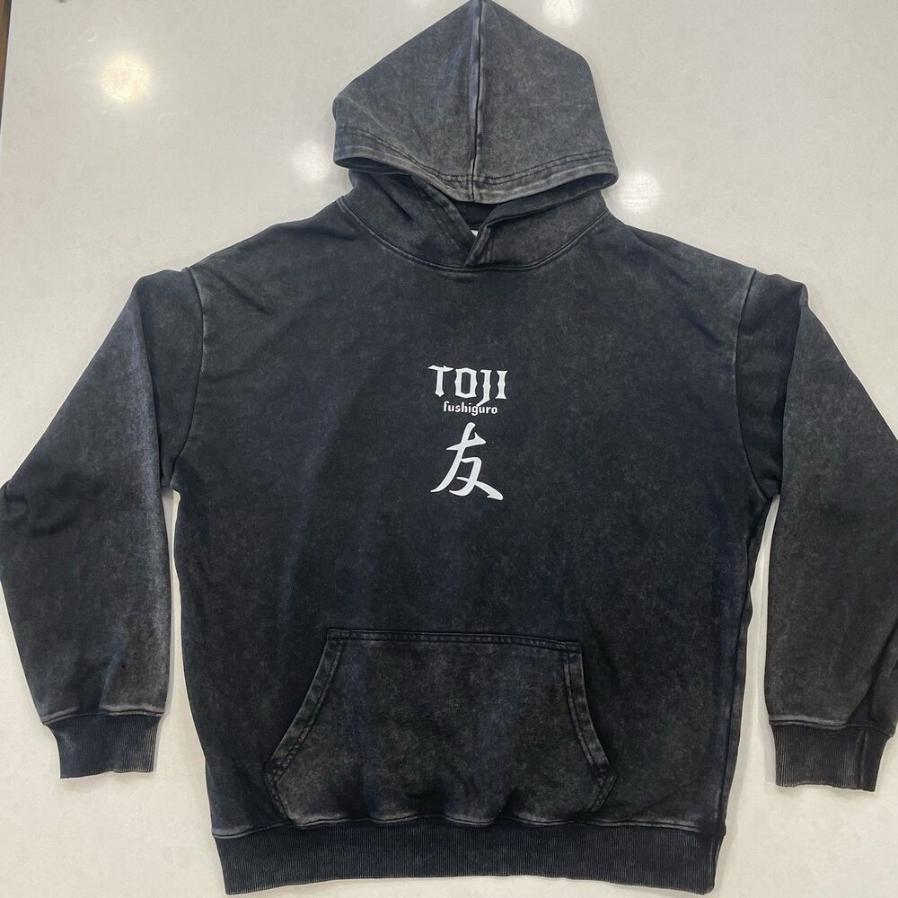 Anime Jujutsu Kaisen Toji Men’s Size Medium Black Acid Washed Hoodie